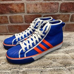 adidas Blue and Orange High-Top Sneakers